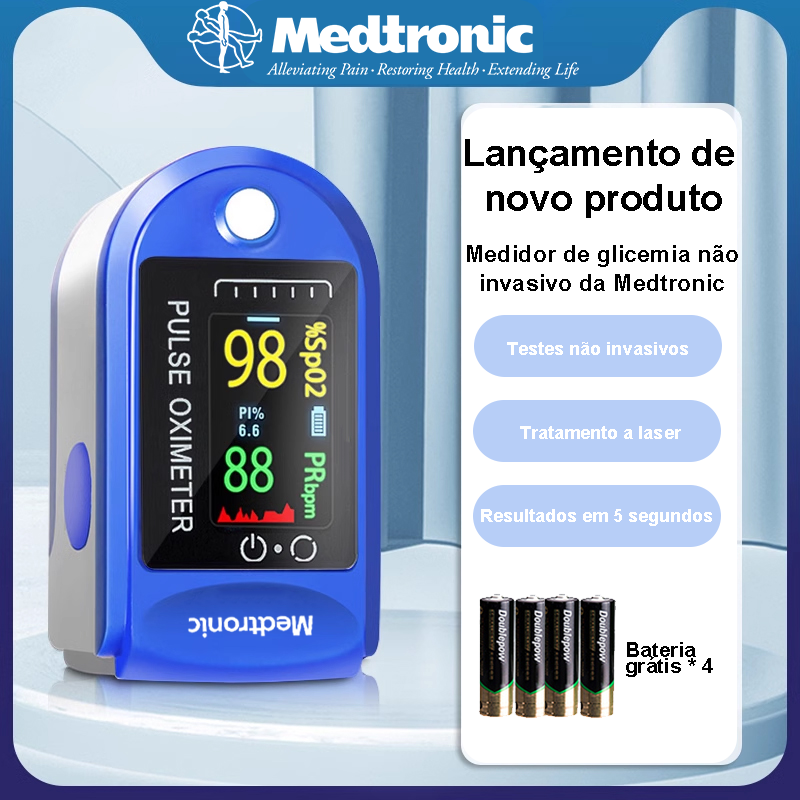 [Versão básica do medidor de glicose no sangue não invasivo da Medtronic] açúcar no sangue não invasivo + oxigênio no sangue não invasivo + frequência cardíaca não invasiva + pressão arterial não invasiva