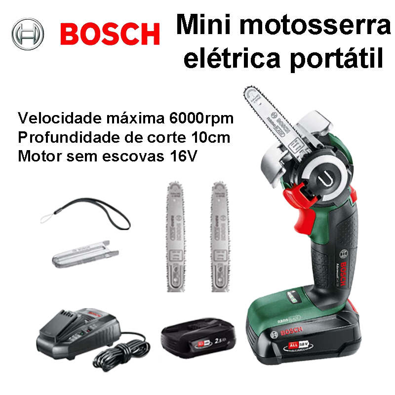 [Versão atualizada da motosserra] Velocidade máxima 6000 + 16V + carregador grátis + capa protetora grátis + bateria + cordão + lâmina de serra grátis * 2 