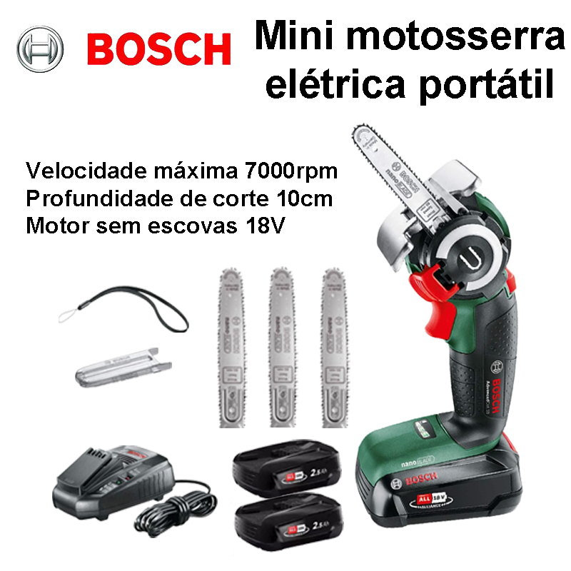 [Motosserra versão superior] Velocidade máxima 7000 + 18V + carregador grátis + capa protetora grátis + bateria *2 + cordão + lâmina de serra grátis *3